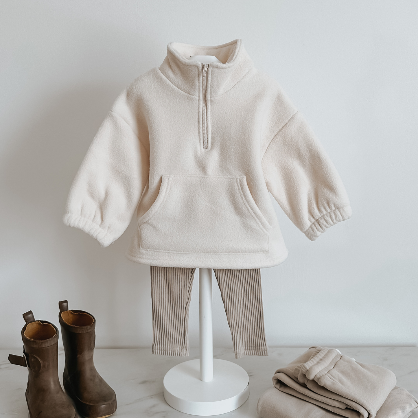 Ivory Fleeced Zip Up